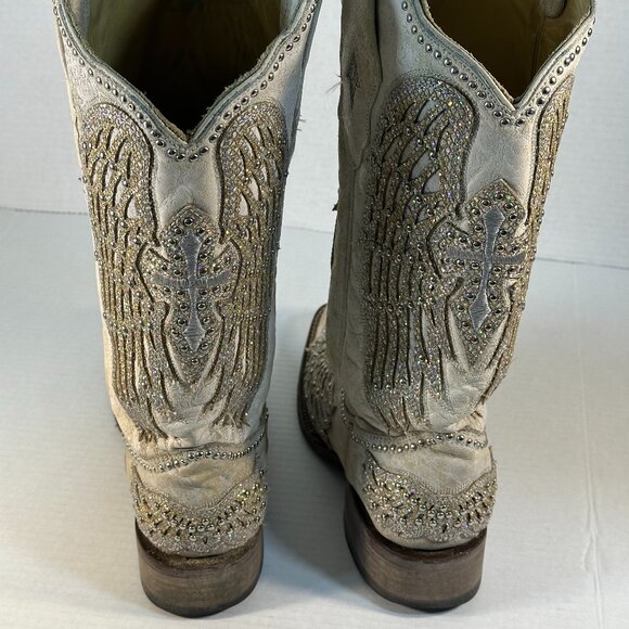 WOMENS SIZE 9.5 WHITE CORRAL BOOTS - Picture 6 of 16
